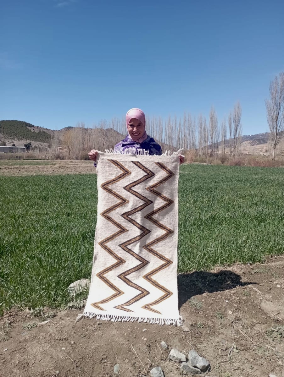 Woven Blanket  Brown, Black Morocco