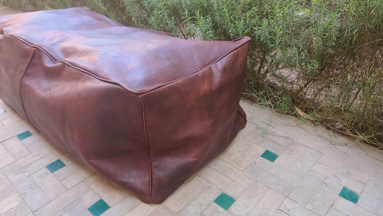  Pouf leather Orange Morocco