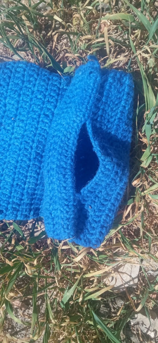  Handmade Wool Poncho Dyed Wool Blue Morocco