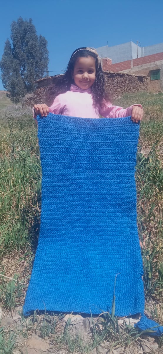  Handmade Wool Poncho Dyed Wool Blue Morocco