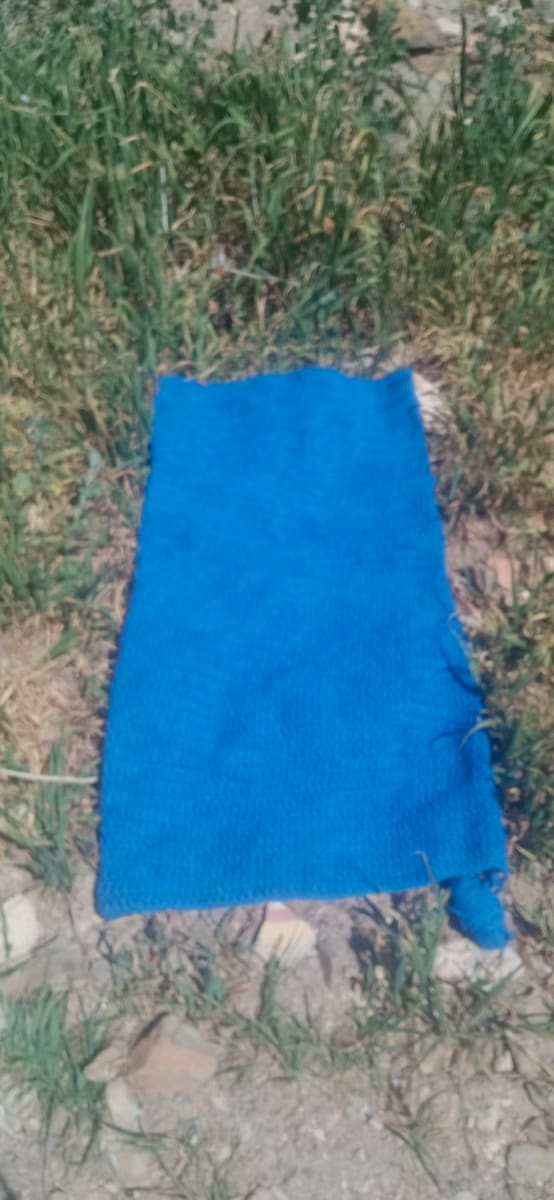  Handmade Wool Poncho Dyed Wool Blue Morocco