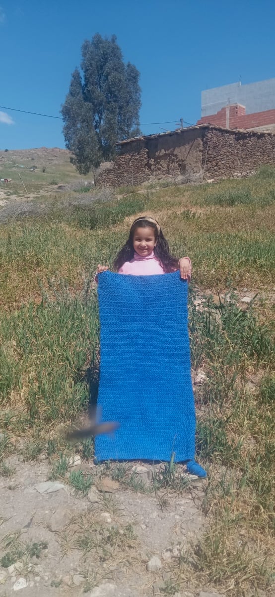  Handmade Wool Poncho Dyed Wool Blue Morocco