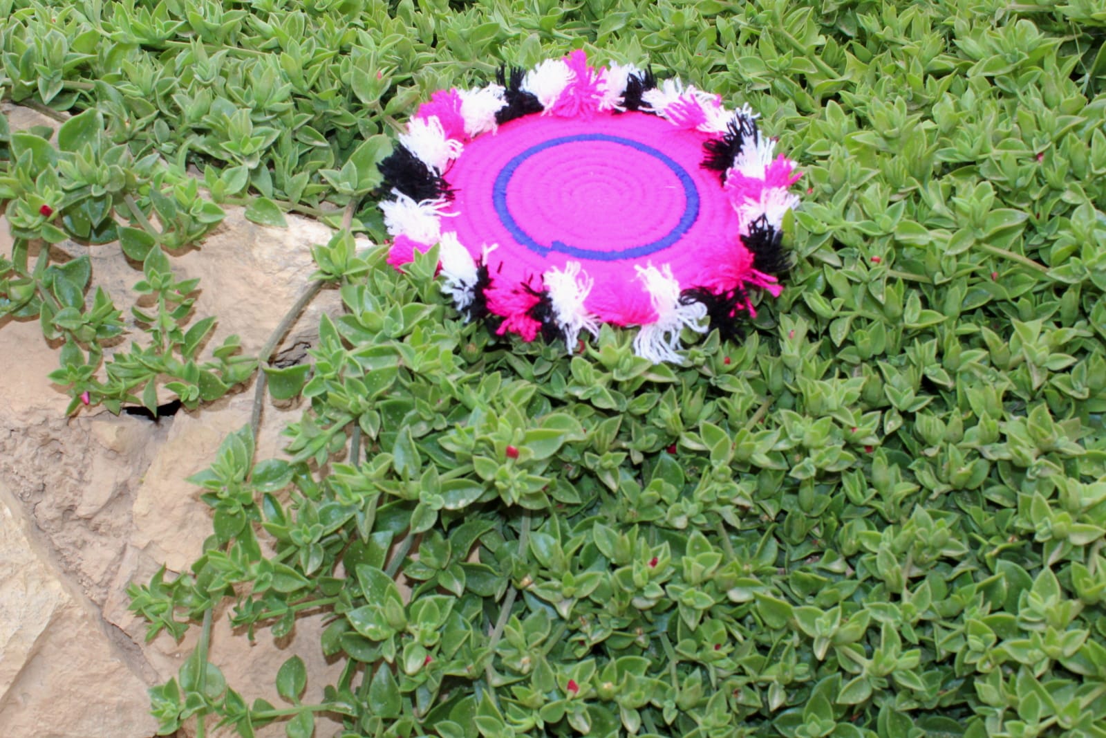  Woven Basket Acrylic thread Pink, Black Morocco