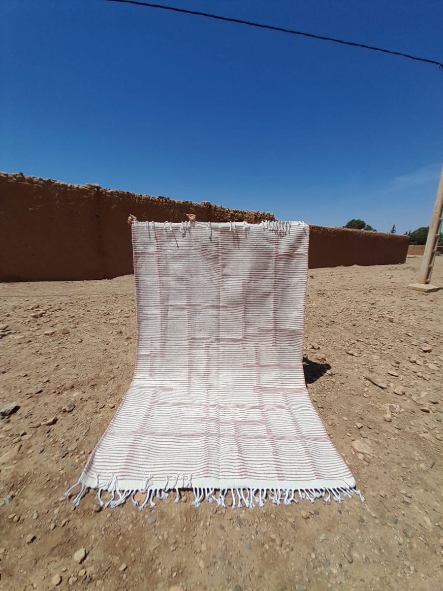  Rug   Pink, White Morocco