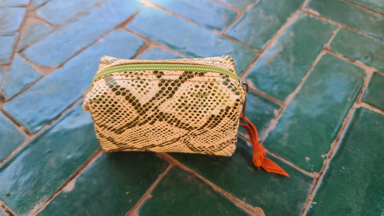   small bag leather Red, Green Morocco