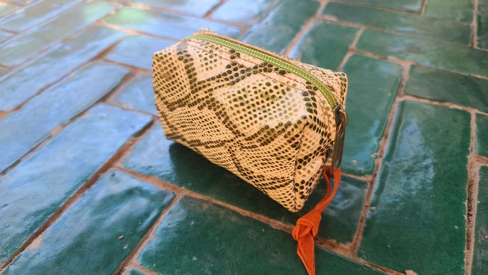   small bag leather Red, Green Morocco