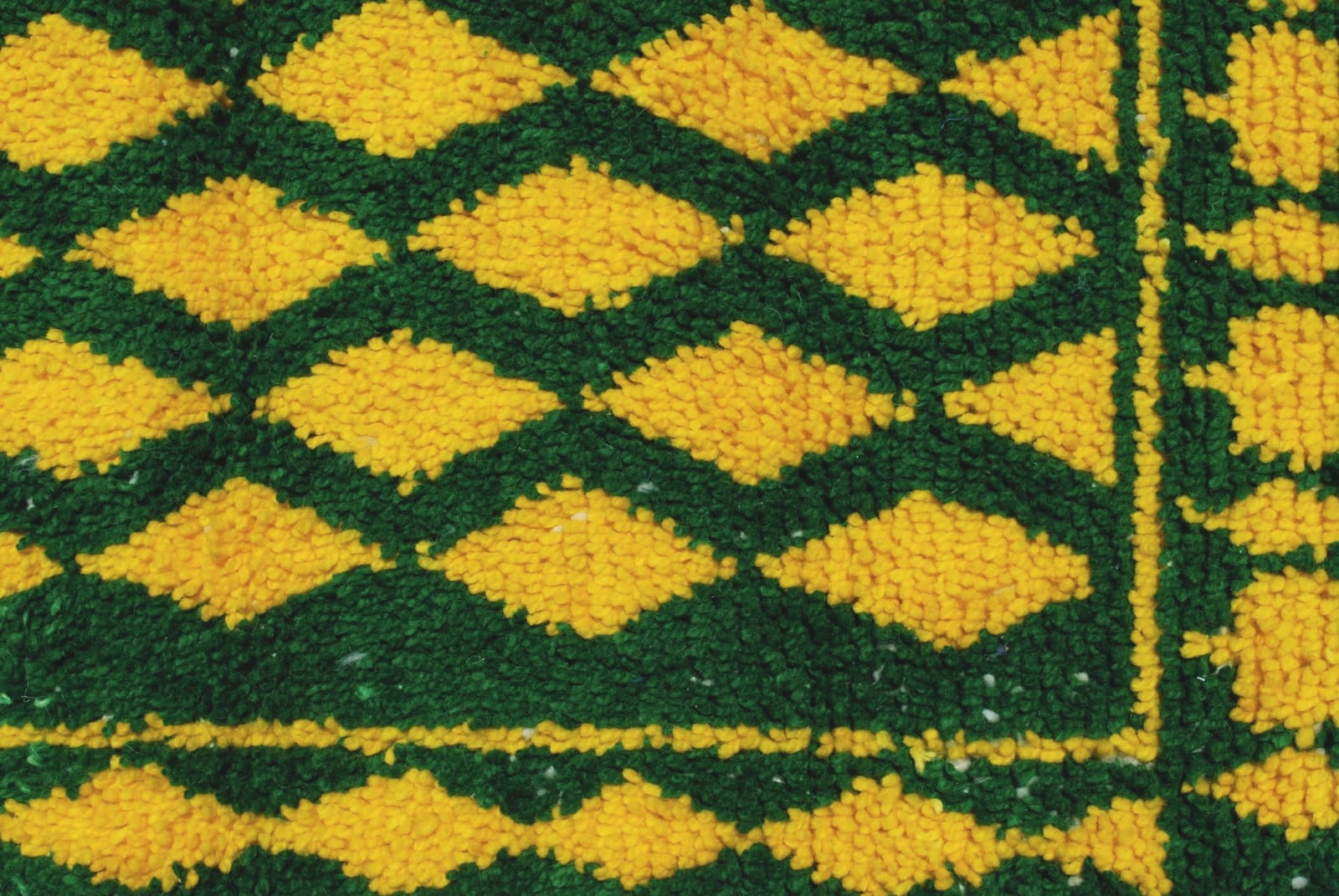  Pile Knot Rug Dyed wool Yellow, Green Morocco