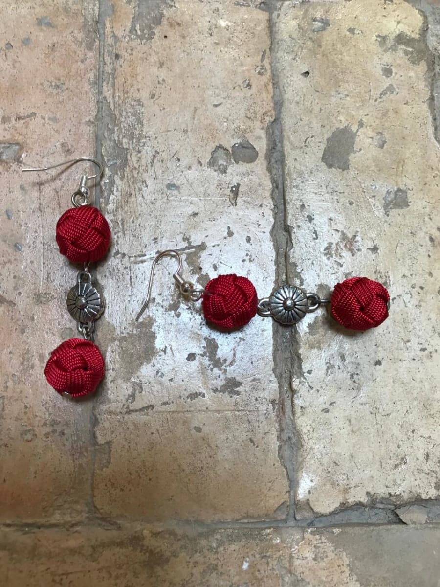 Ball and Button Earrings