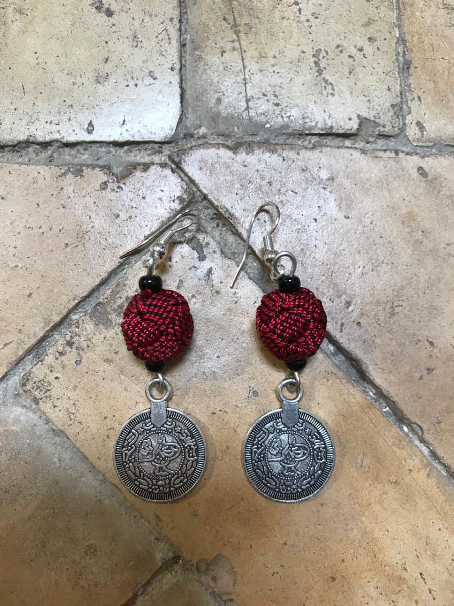 Ball and Button Earrings