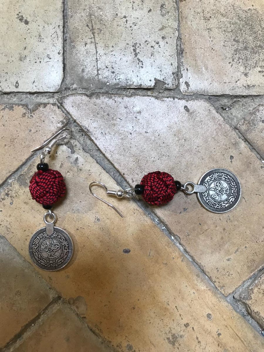 Ball and Button Earrings