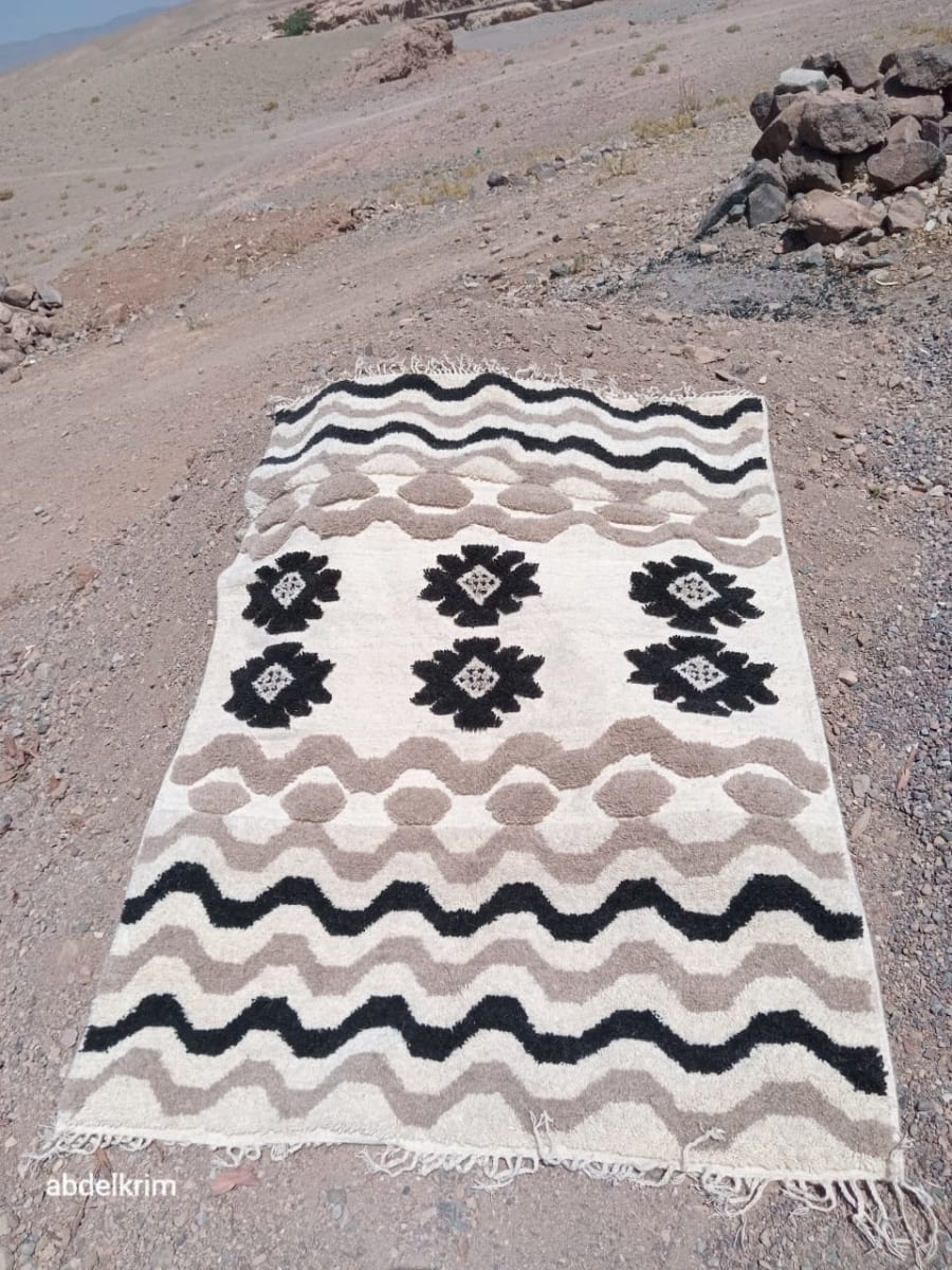  Mixed handmade rug  Black, White Morocco