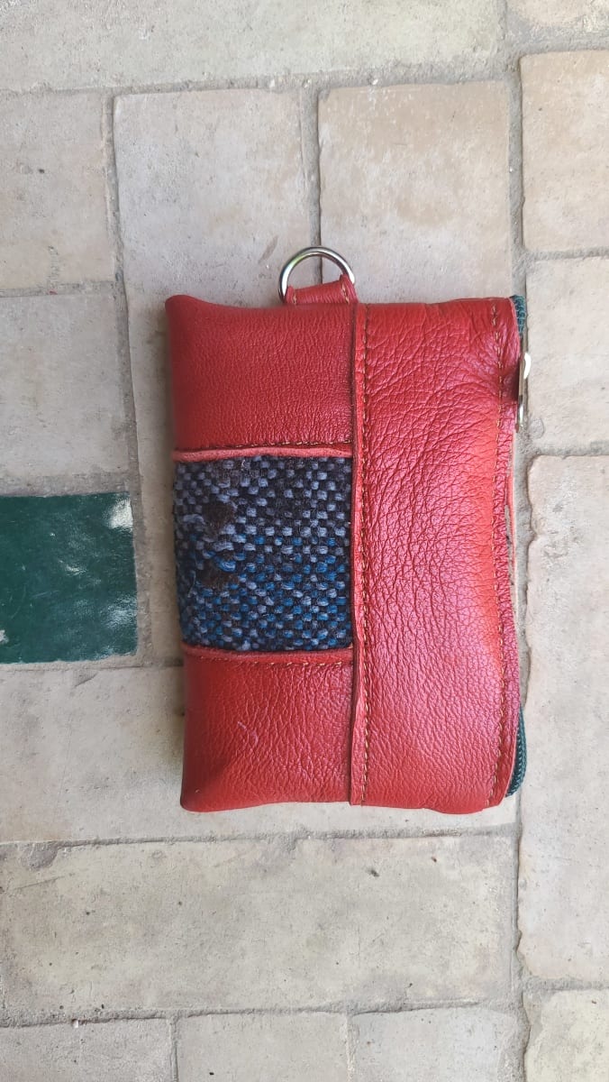   small bag thread and leather Red, Blue Morocco
