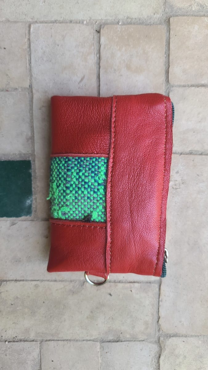   small bag thread and leather Red, Blue Morocco