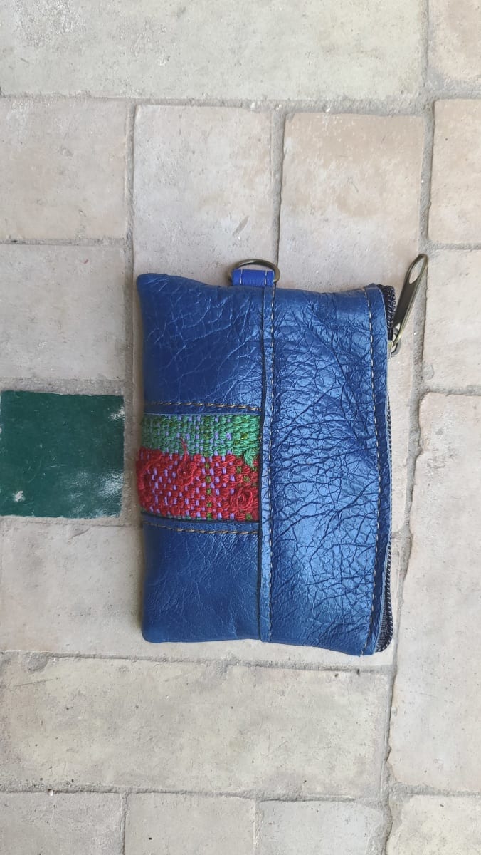   small bag thread and leather Red, Blue Morocco