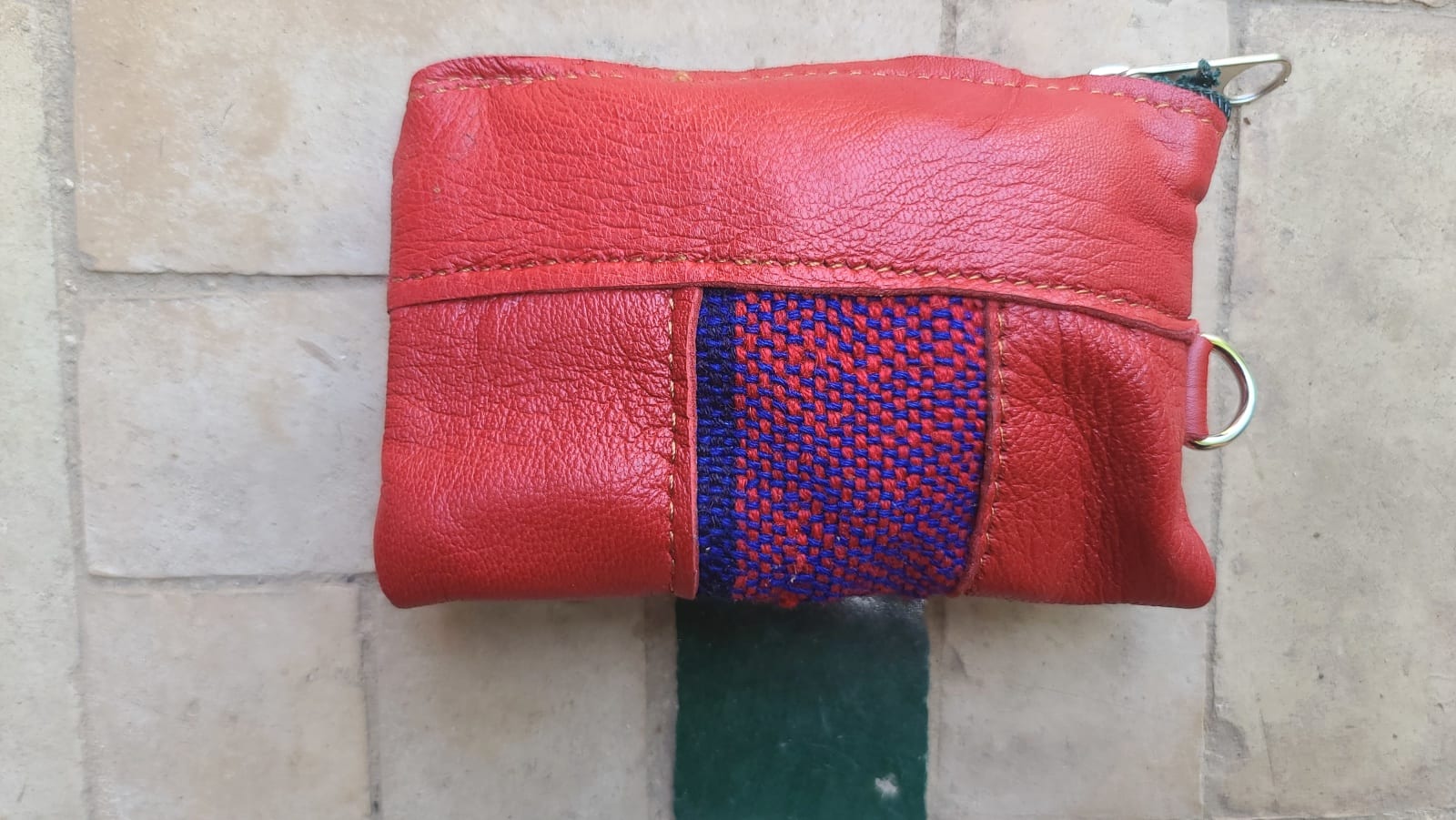   small bag thread and leather Red, Blue Morocco