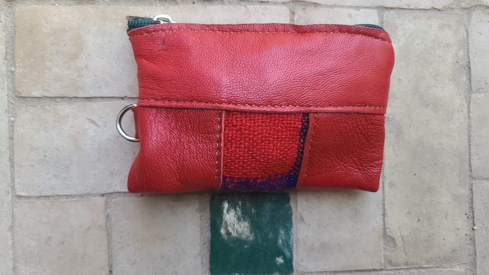   small bag thread and leather Red, Blue Morocco