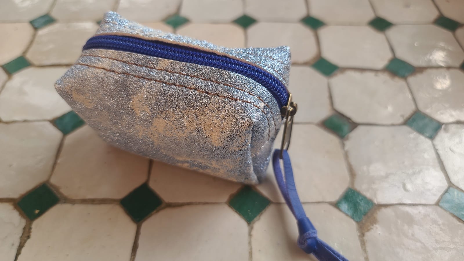   small bag leather Blue, White Morocco