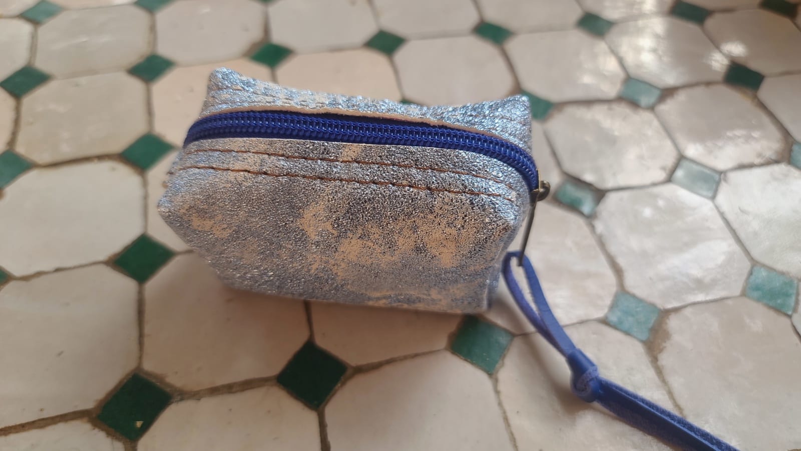   small bag leather Blue, White Morocco