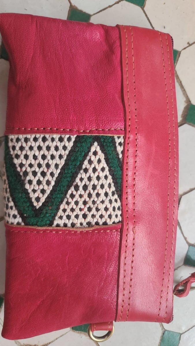   small bag thread and leather Red, Green Morocco