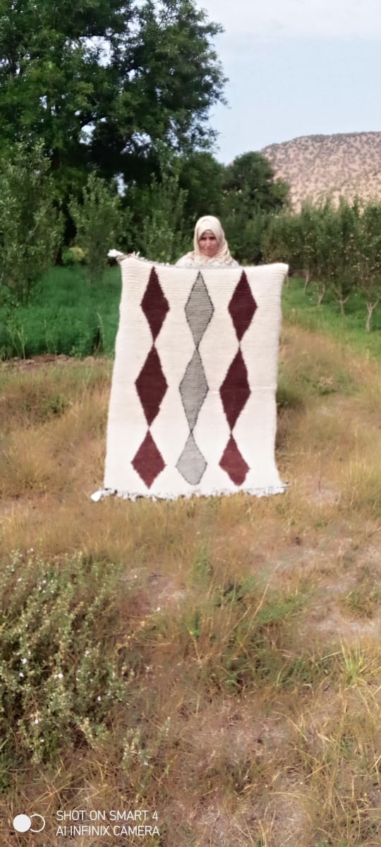  Beni Ourain Rug Wool  and Thread Colored Morocco