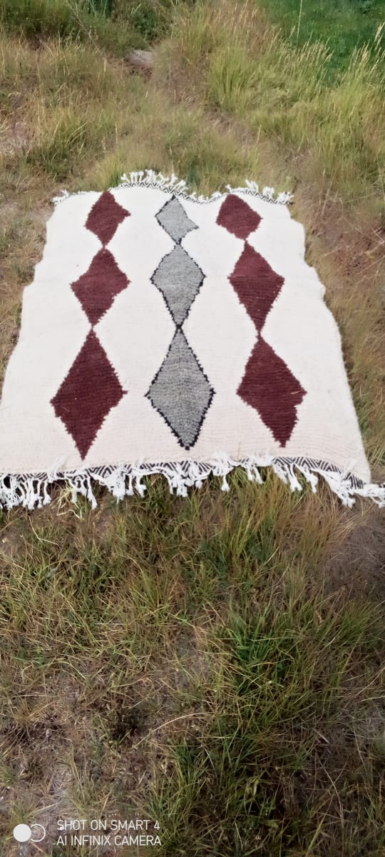  Beni Ourain Rug Wool  and Thread Colored Morocco
