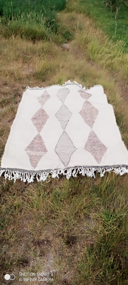  Beni Ourain Rug Wool  and Thread Colored Morocco
