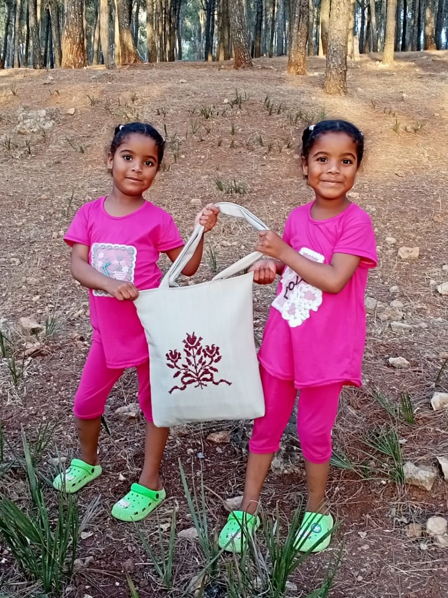  Embroidered Tote Bag  Red Morocco