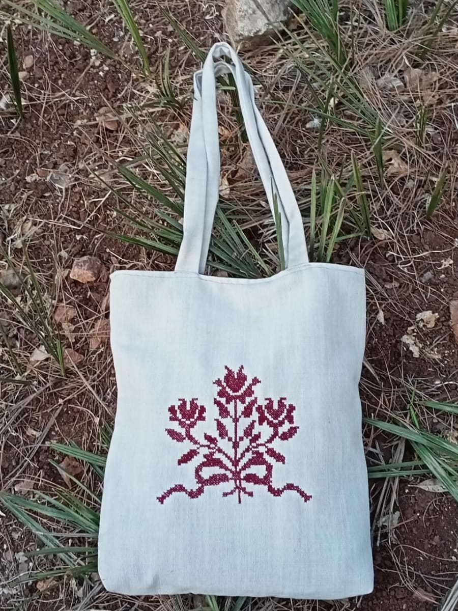  Embroidered Tote Bag  Red Morocco