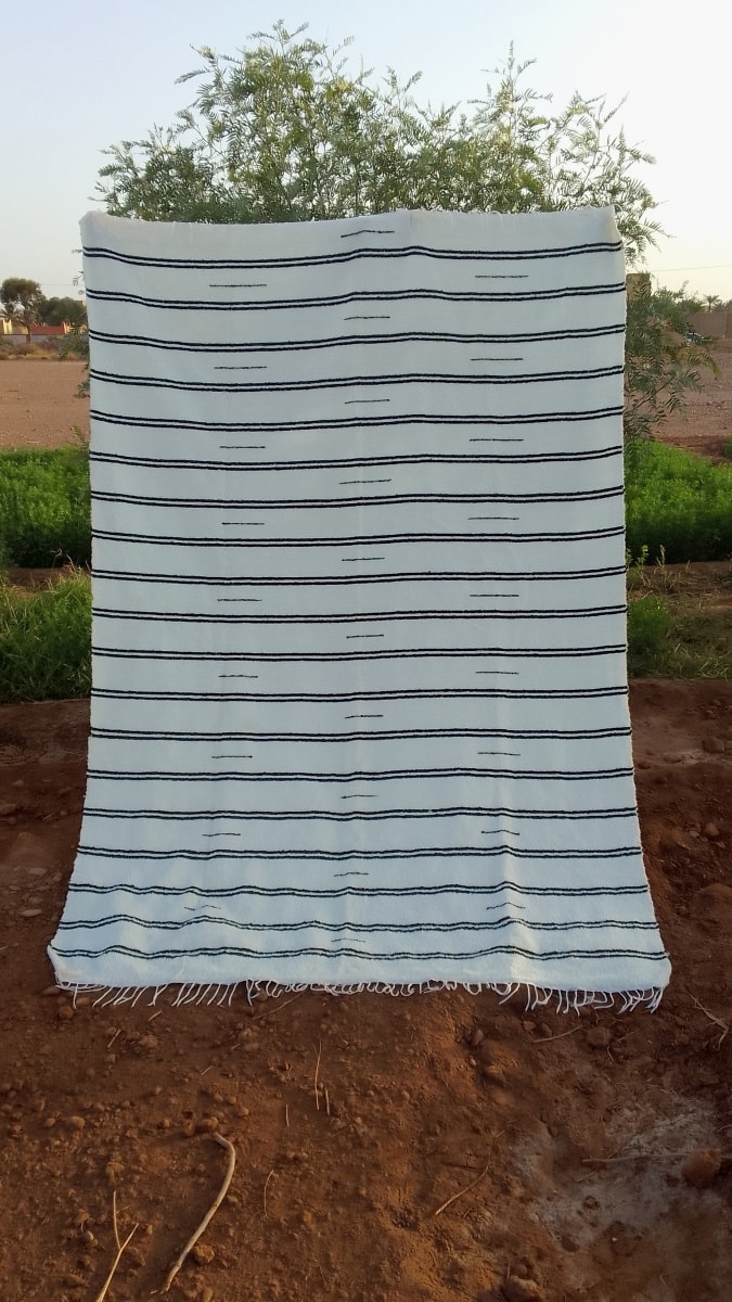  Mendeel Fabric Wool Threads Black, White Morocco