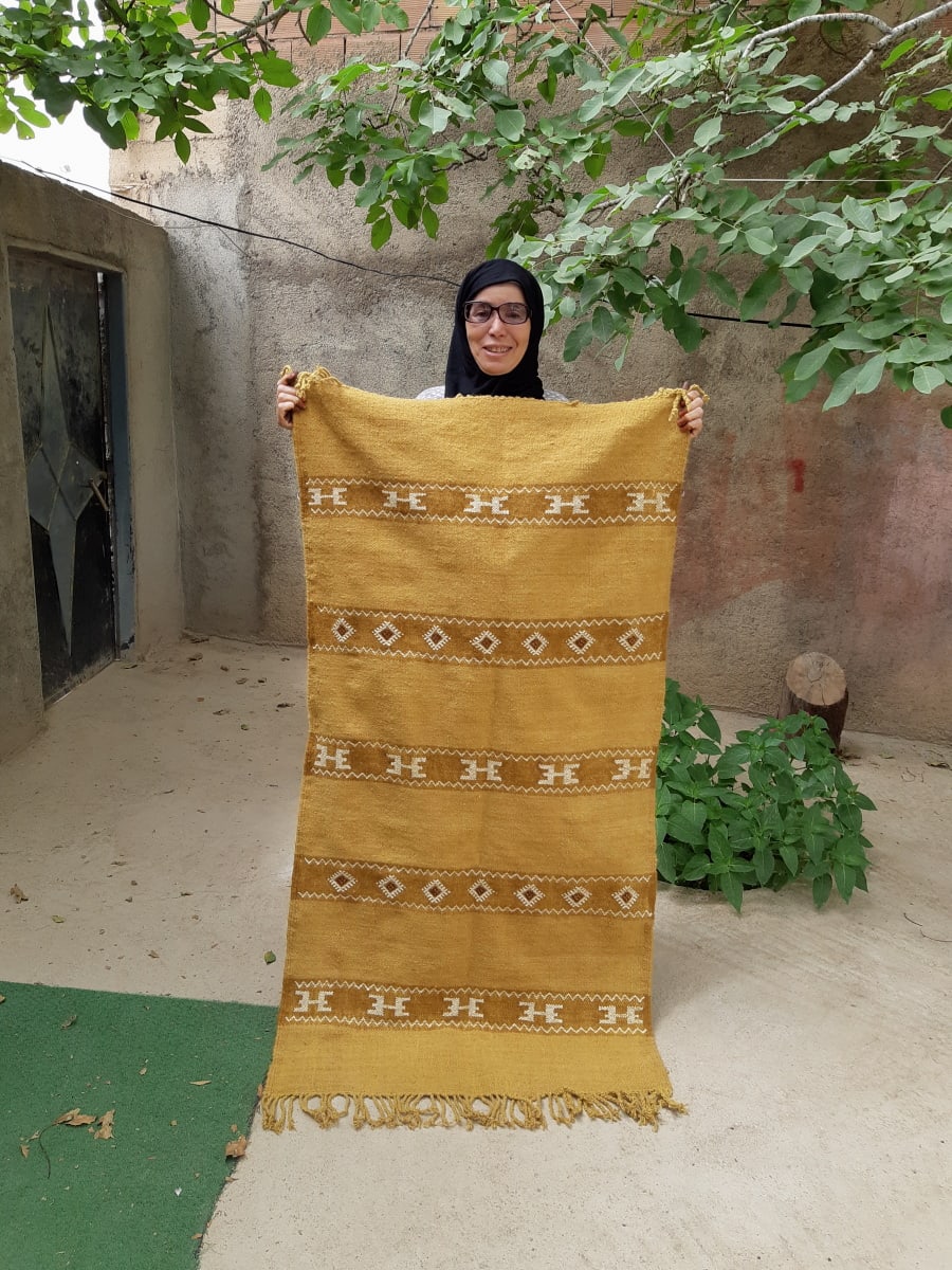 Woven Blanket  Yellow, Brown Morocco