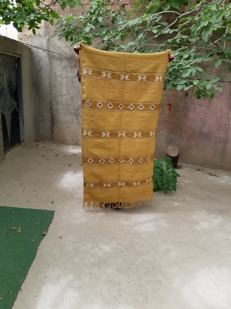 Woven Blanket  Yellow, Brown Morocco