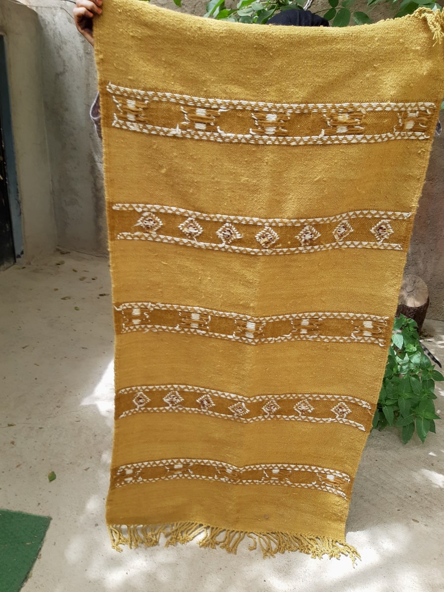 Woven Blanket  Yellow, Brown Morocco