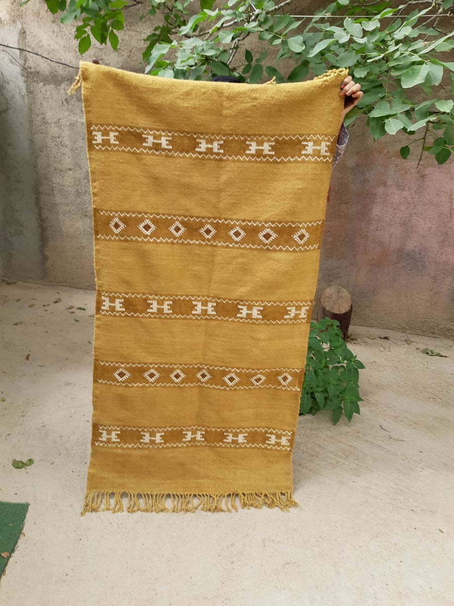 Woven Blanket  Yellow, Brown Morocco