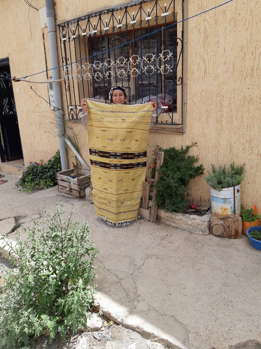  Woven Blanket  Yellow, Black Morocco