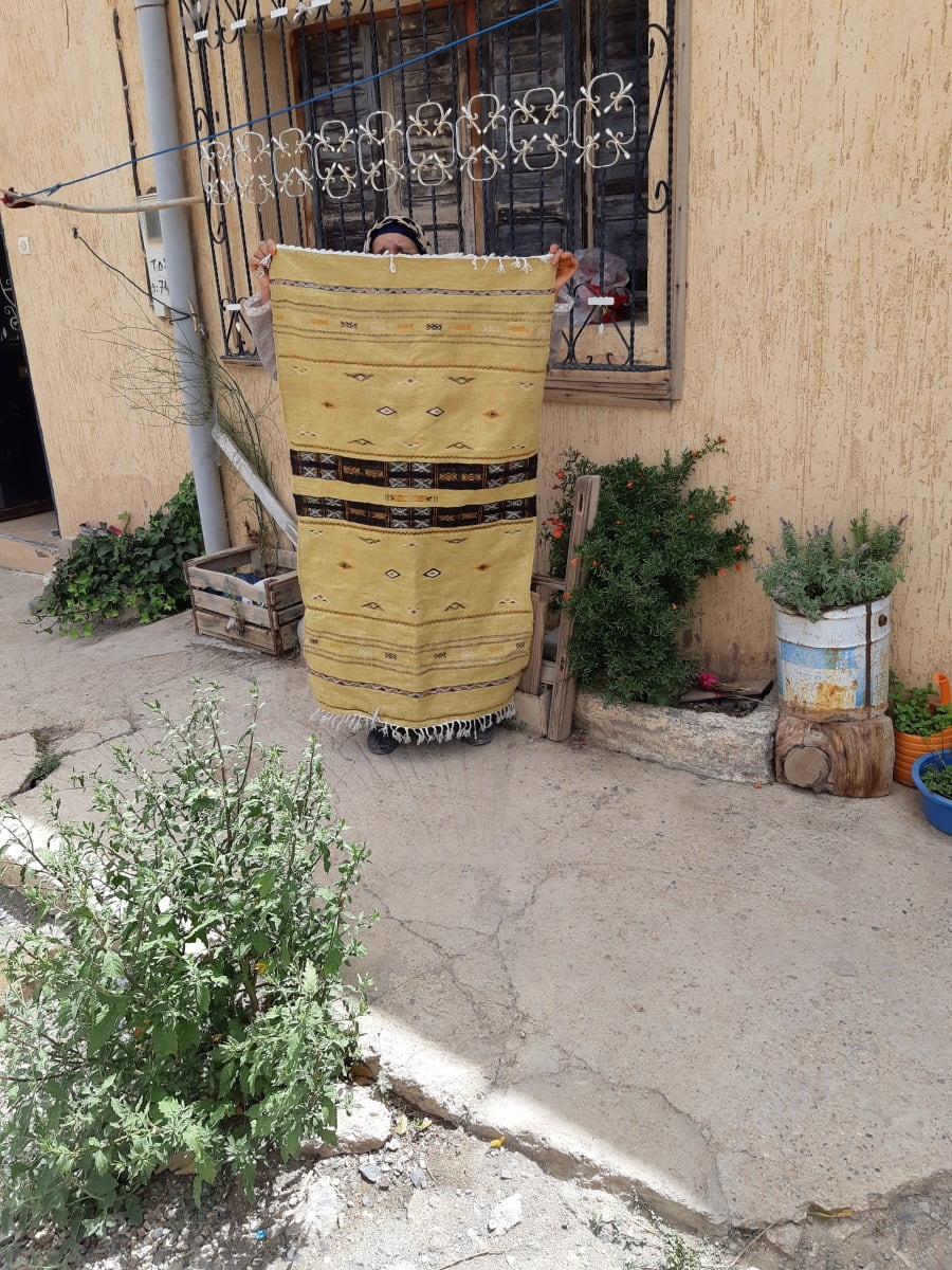  Woven Blanket  Yellow, Black Morocco