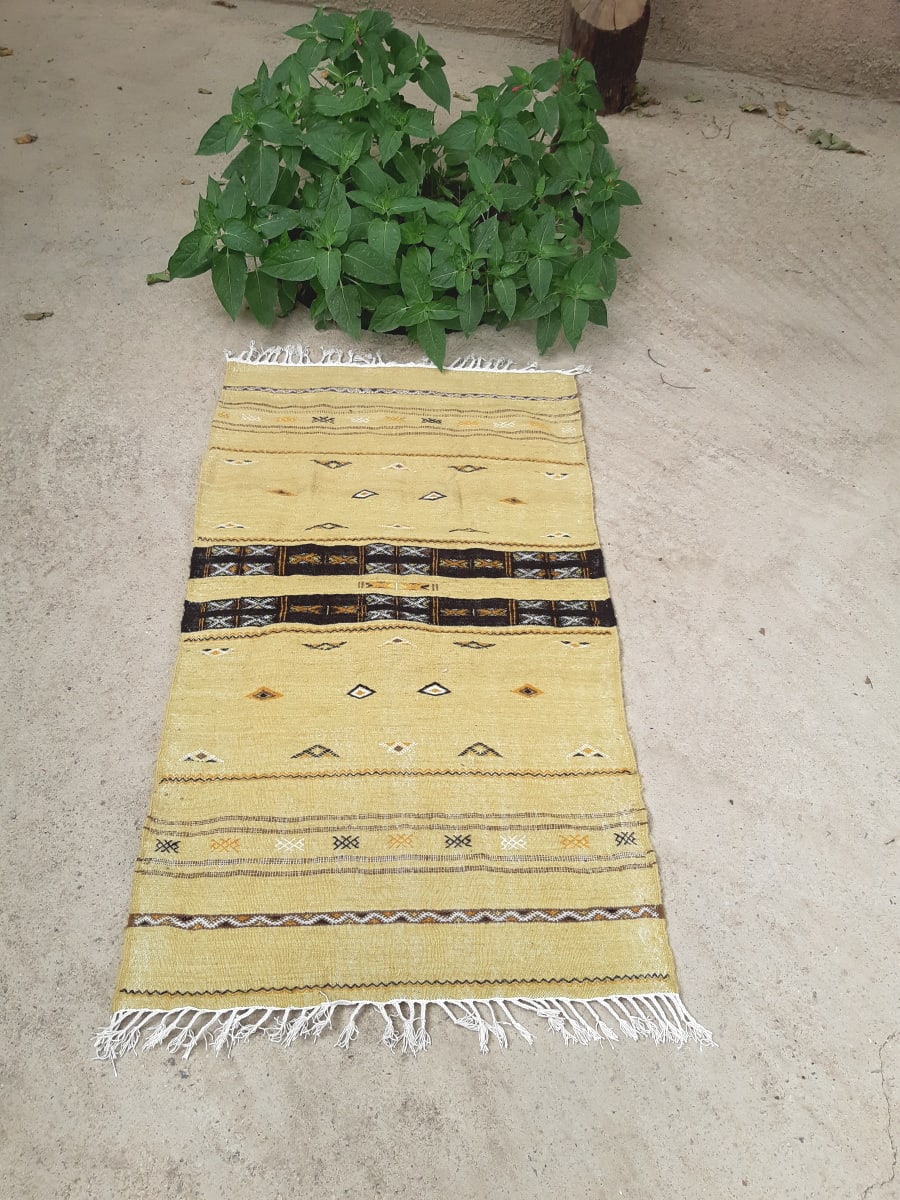  Woven Blanket  Yellow, Black Morocco