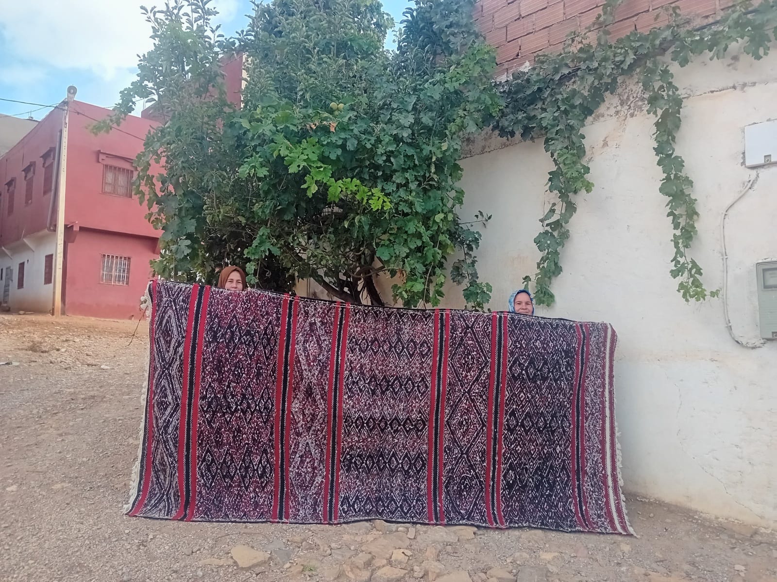  Handmade Flatweave Rug  Red, Black Morocco