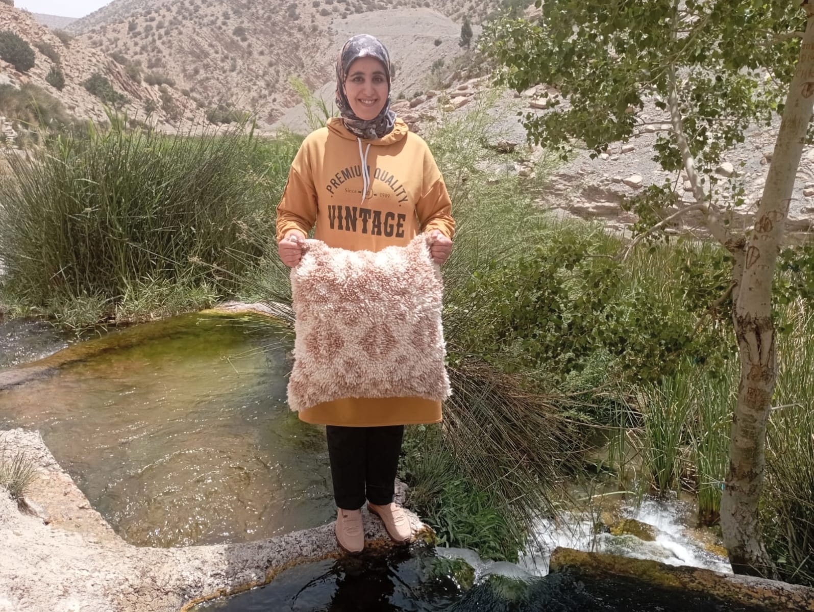  Pillow  Brown, White Morocco
