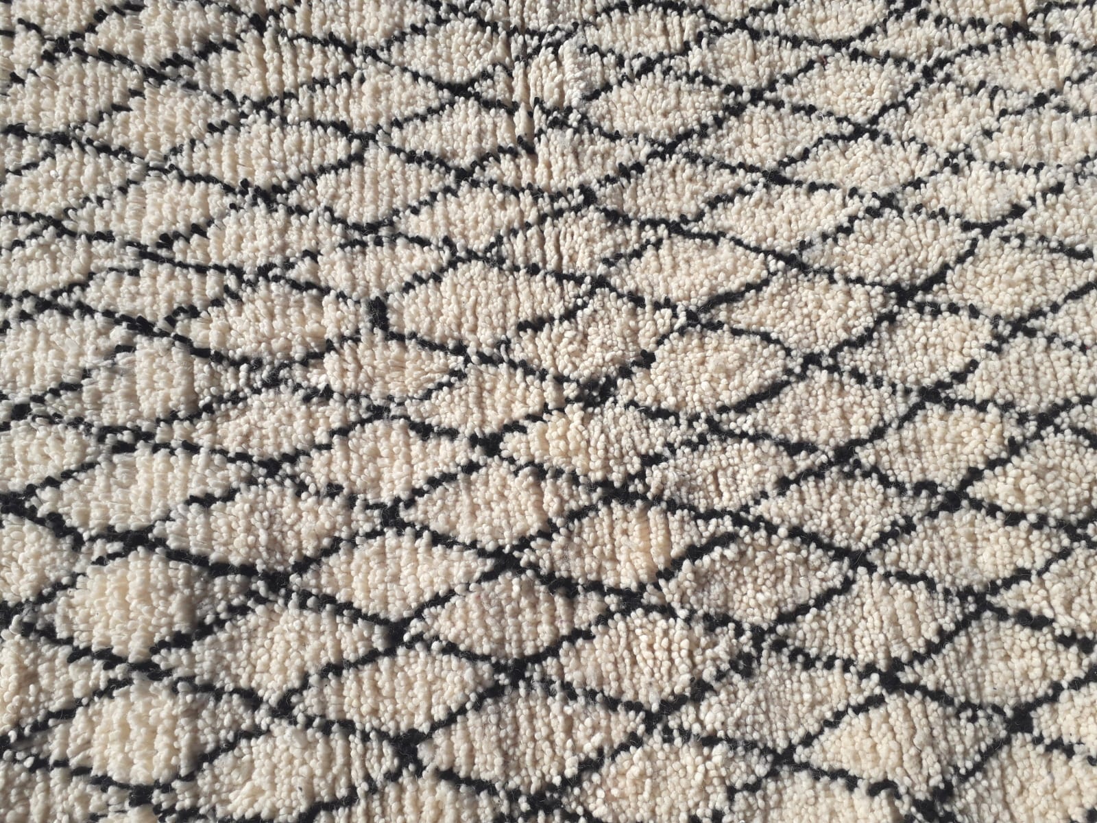  Pile Knot Rug Wool Black, White Morocco