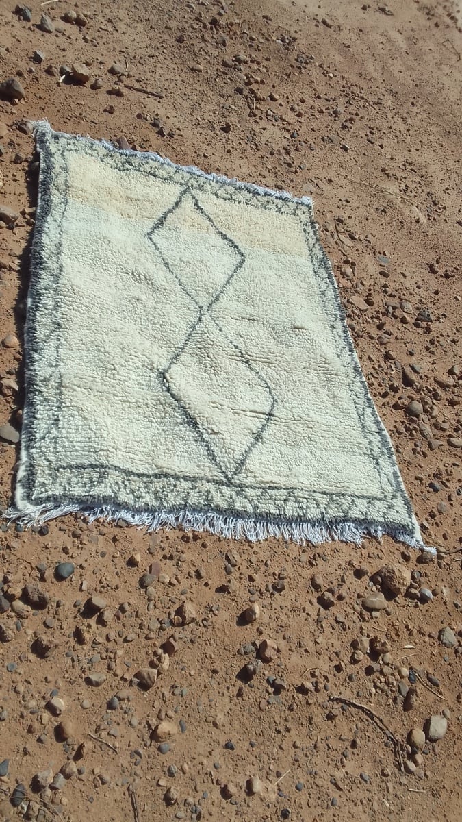  Pile Knot Rug Wool Threads Grey, White Morocco
