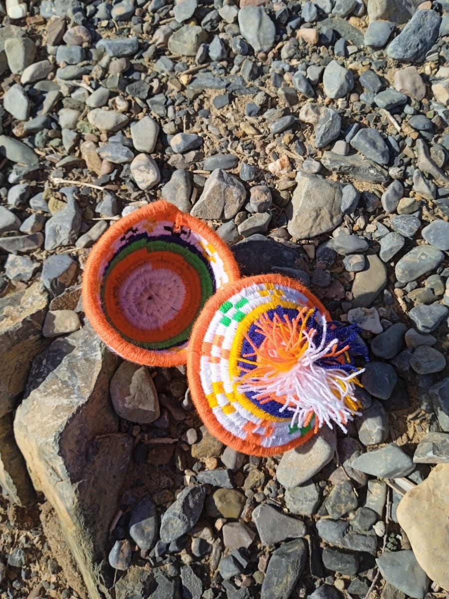  Basket Dyed Wool and Reed Colored Morocco