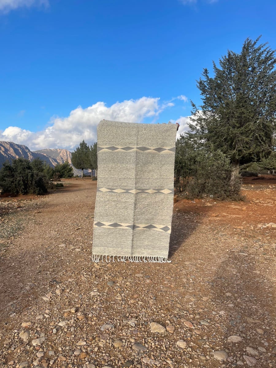  Flatweave  Grey, White Morocco