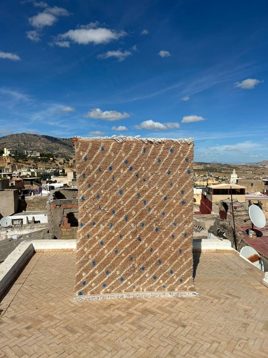  Beni Ourain Rug  Light Blue, Brown Morocco