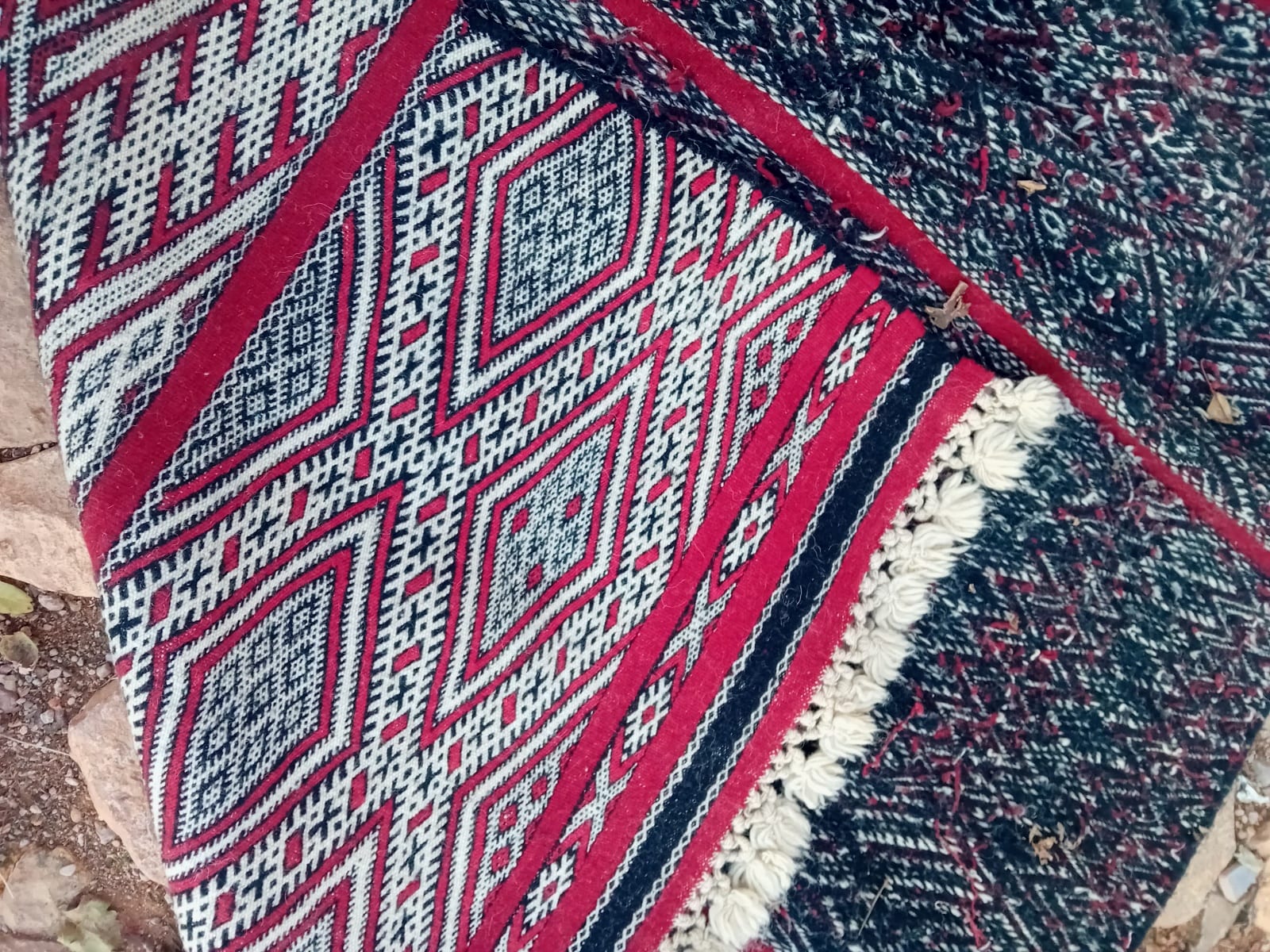  Handmade Flatweave Rug  Red, Black Morocco
