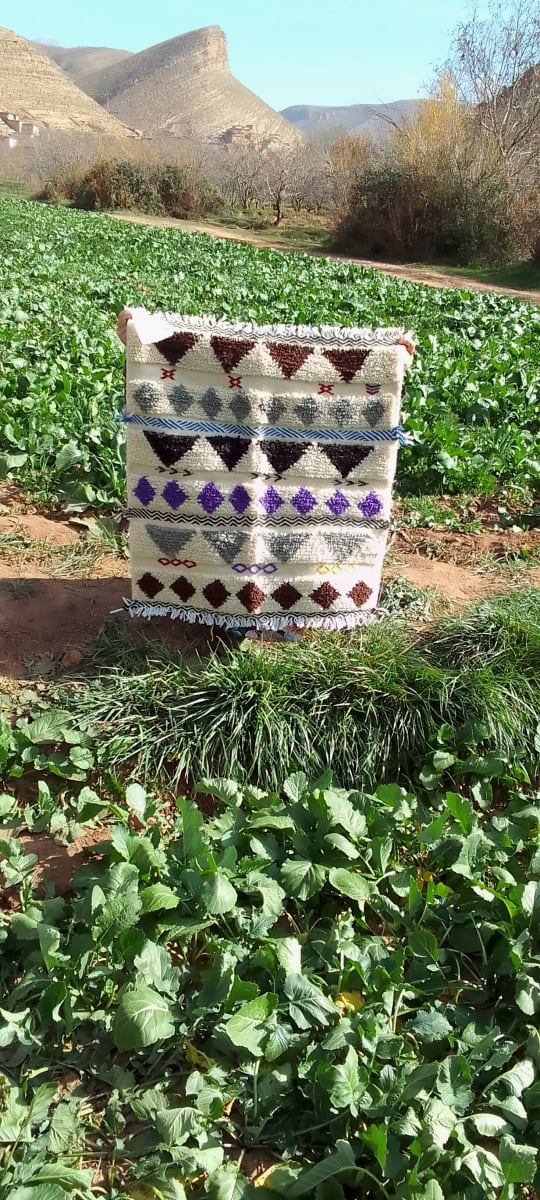  Beni Ourain Rug Wool  and Thread Colored Morocco