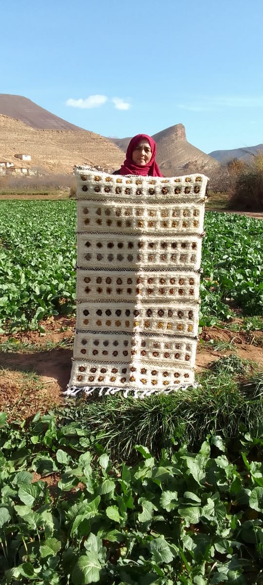  Beni Ourain Rug Wool  and Thread Colored Morocco