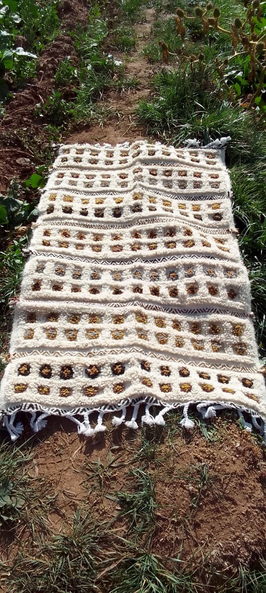  Beni Ourain Rug Wool  and Thread Colored Morocco