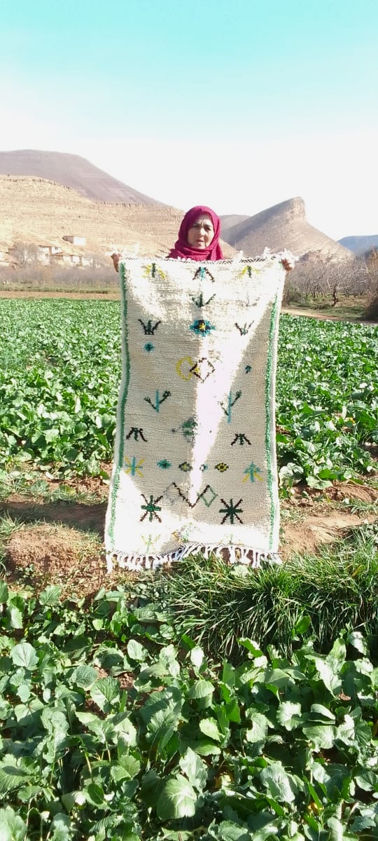  Beni Ourain Rug Wool  and Thread Colored Morocco