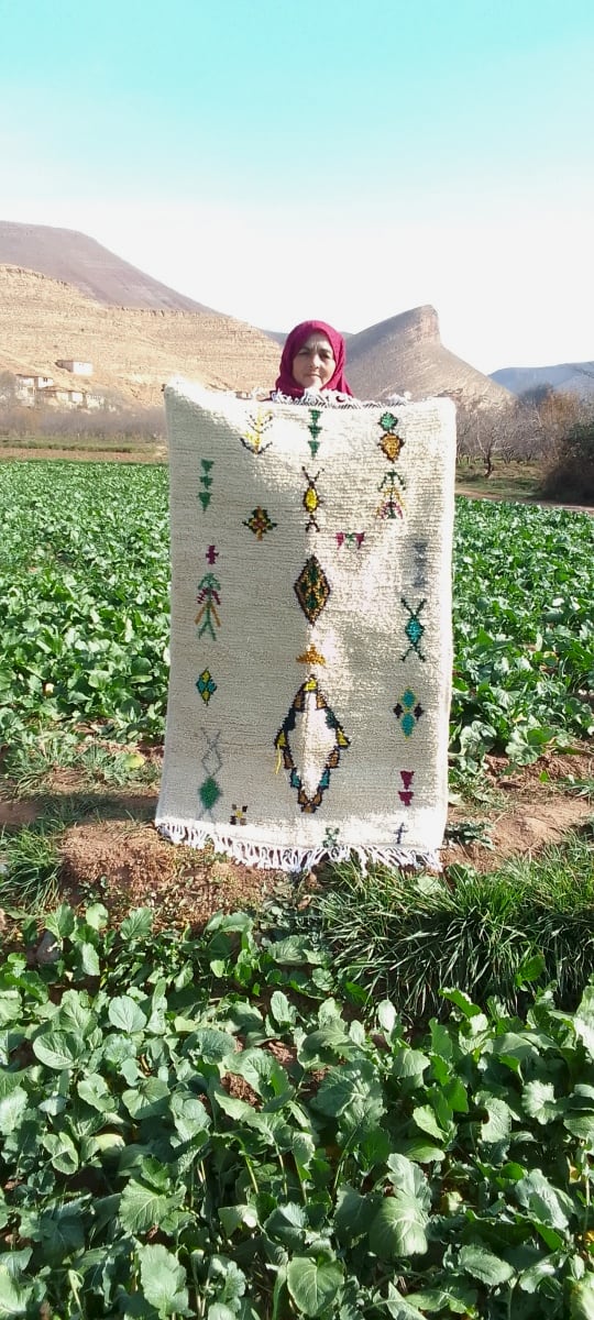  Beni Ourain Rug Wool  and Thread Colored Morocco