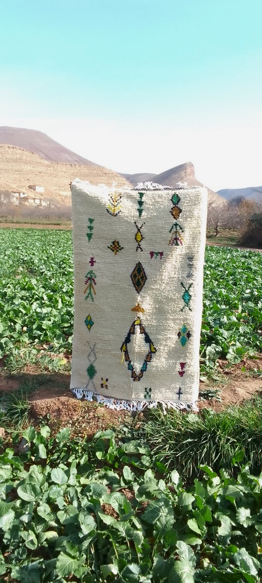  Beni Ourain Rug Wool  and Thread Colored Morocco